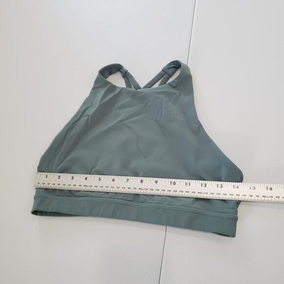 Lululemon Sports Bra Womens 10 Sage Green High Neck Cross Back Strappy Yoga - Picture 4 of 7